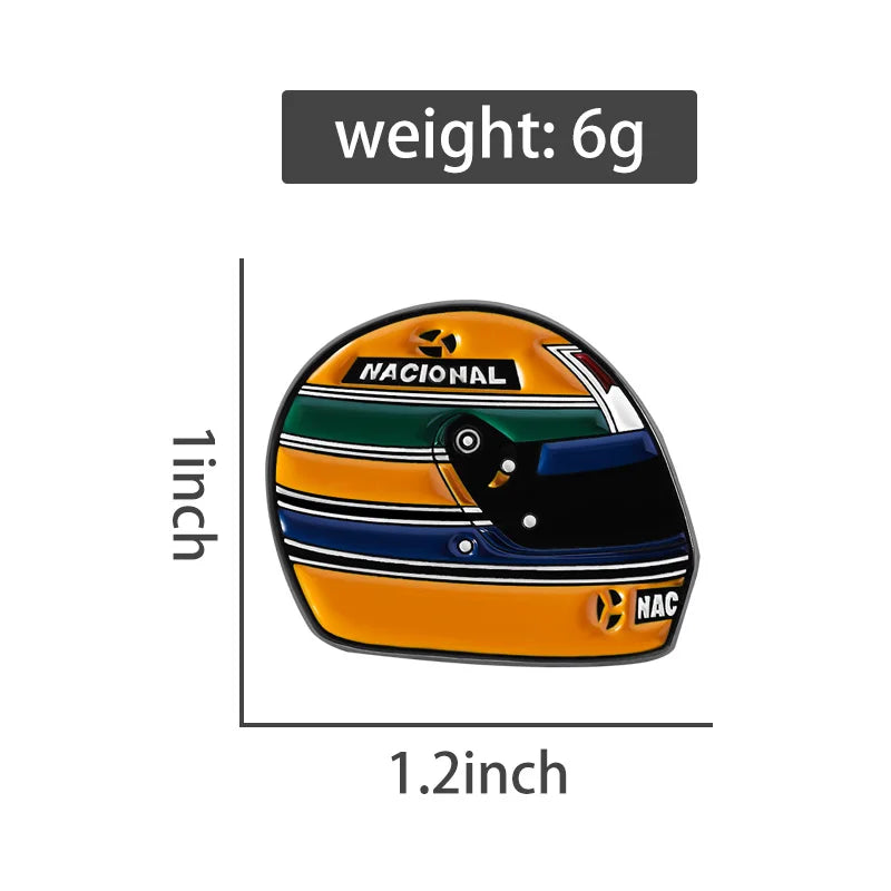 Racing Helmet Enamel Lapel Pin - Aryton Senna Motorsport Brooch Gift