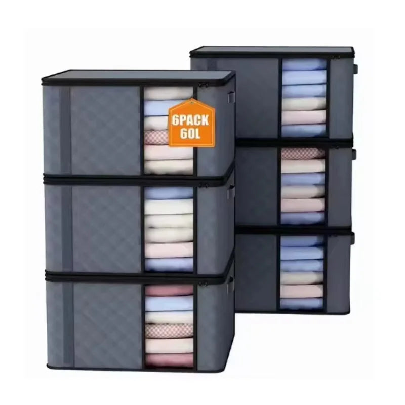 Large Capacity Clothing Storage Bags 3/6-Pack with Transparent Window and Zipper