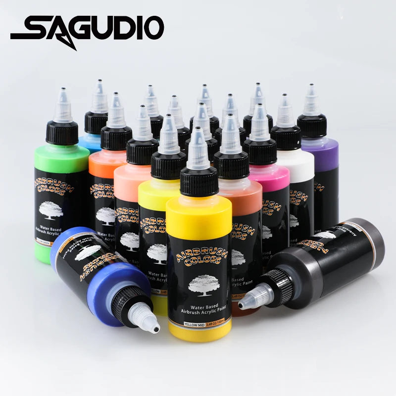 Airbrush Acrylic Paint Set - 100ML DIY Art & Craft Ink for Modeling Textile Wood