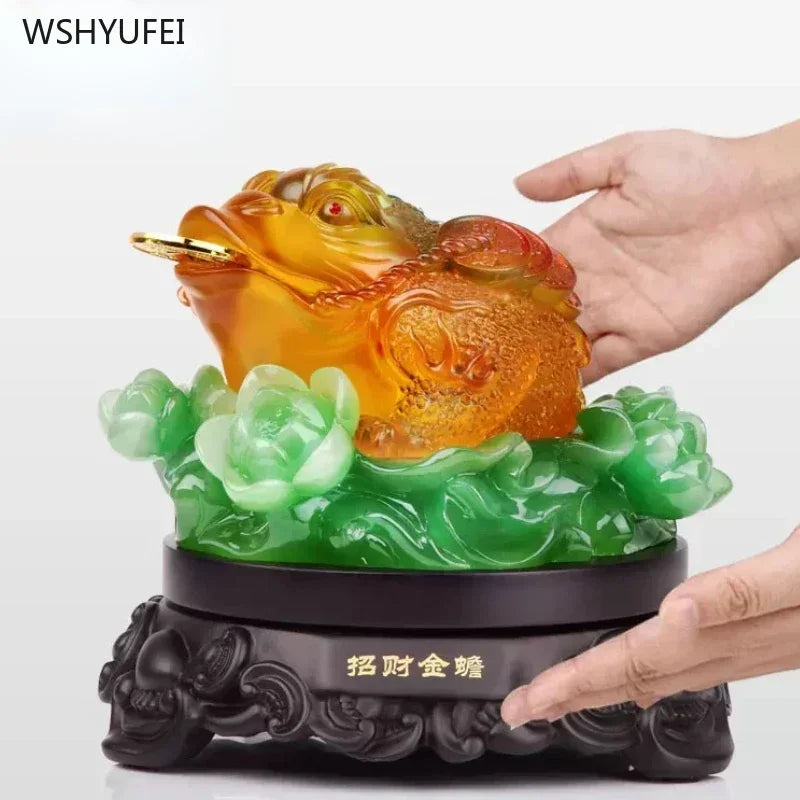 Resin Treasure Golden Toad Sculpture Home Decor Wealth Attracting Ornament