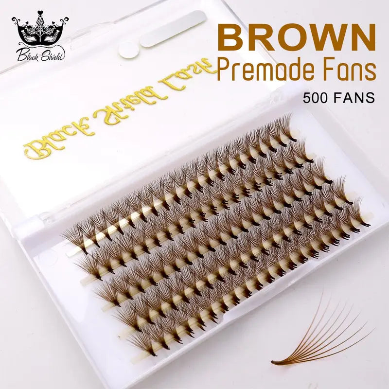 500-Piece Premade Volume Eyelash Fans - Soft Cashmere, Ultra Speed, Pointed Base