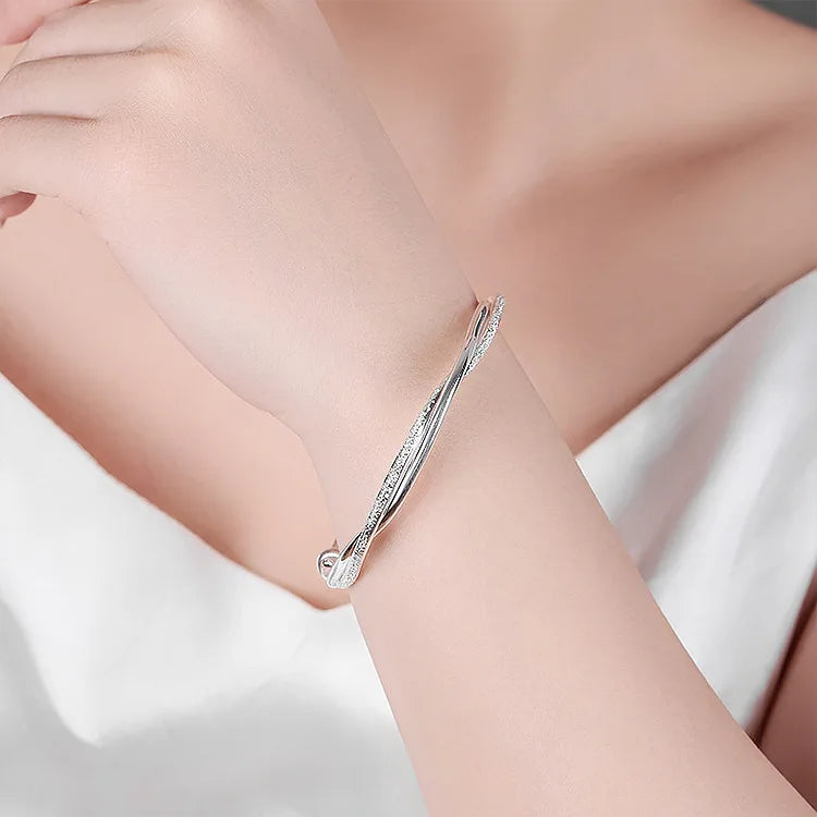 925 Sterling Silver Elegant Weave Bracelets for Women Adjustable Jewelry