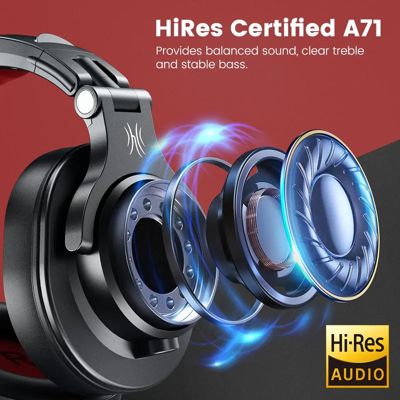 Wired Over Ear HiFi Headphones with Mic Studio DJ Monitoring Headset