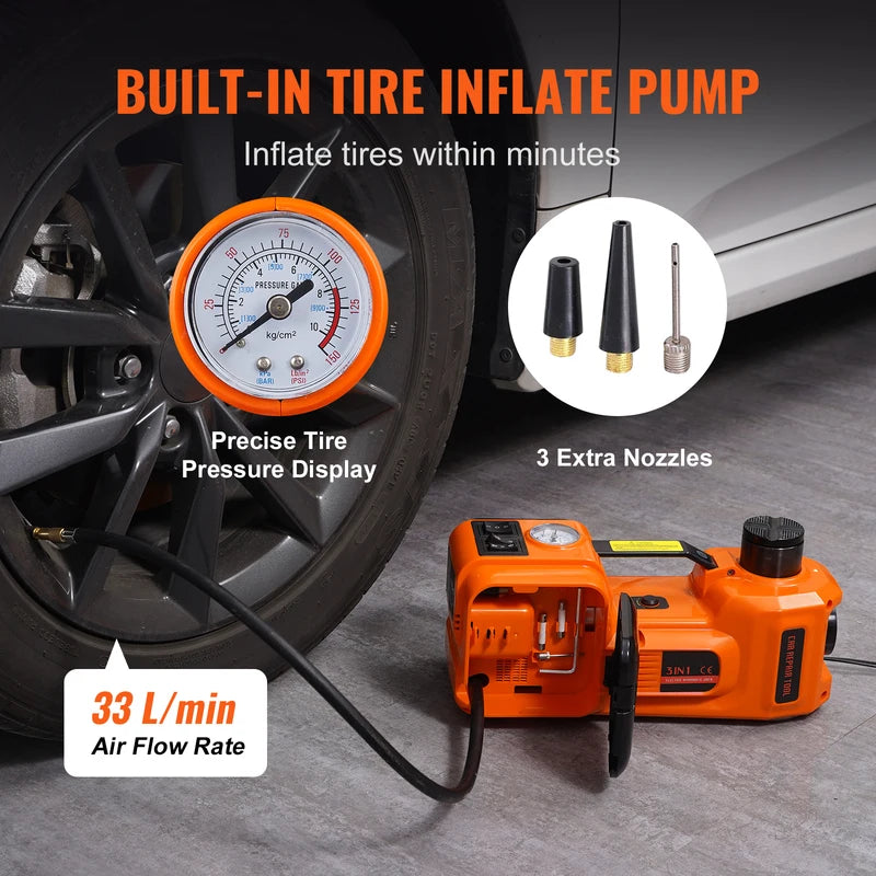 Electric Car Jack Kit with Inflatable Pump 5 Ton Hydraulic Lift for SUVs Trucks