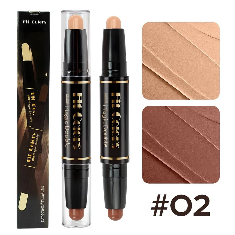 Double-Head Contouring & Highlight Stick for Face Makeup - Bronzer & Concealer Pen