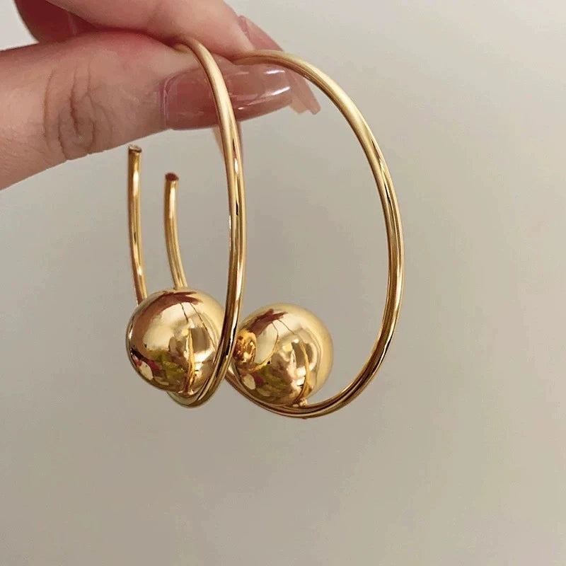 Round Drop Earrings for Women Large Circle Hoop Jewelry Gold Tone Gift