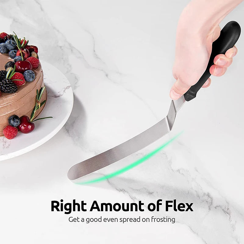 Stainless Steel Cake Offset Spatula with Plastic Handle - Baking & Decorating Tool
