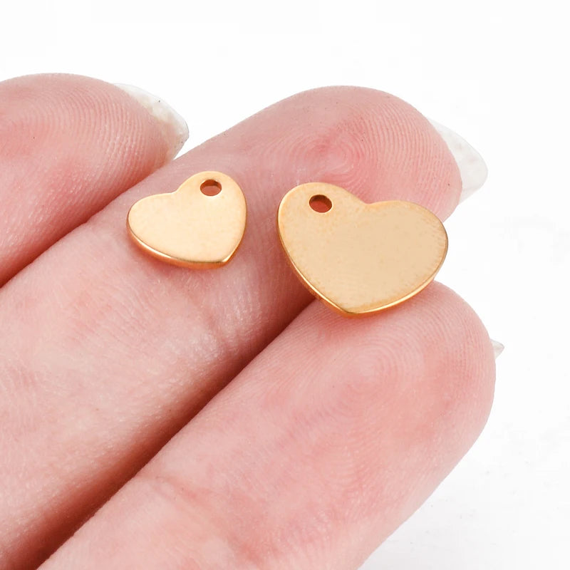 100pcs Stainless Steel Heart Charms for DIY Jewelry Making - Versatile Jewelry Accessories