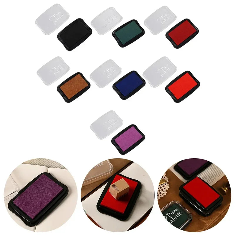 Solid Ink Pad Stamp Set - Black, Blue, Purple, Green & More