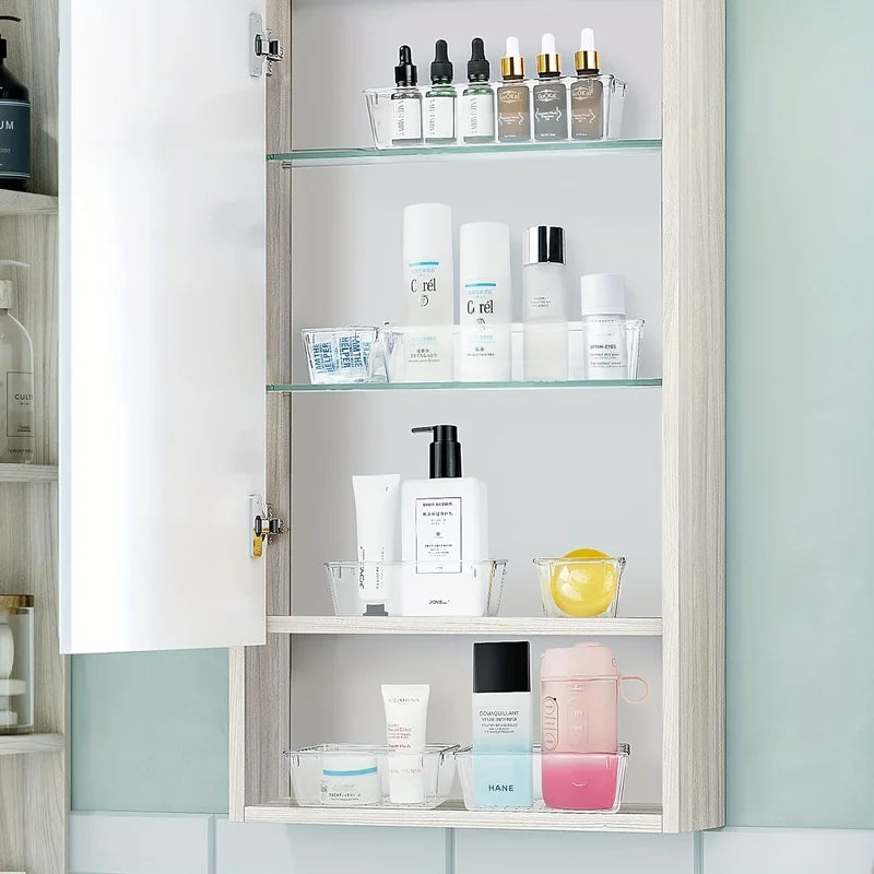 Clear Plastic Drawer Organizers Set - Multi-Purpose Storage Containers for Bathroom, Makeup, Kitchen, and Office