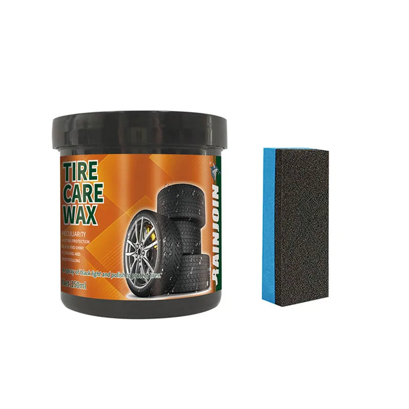 Car Tire Coating Wax with Sponge - Black Shine & Protective Wheel Cleaner