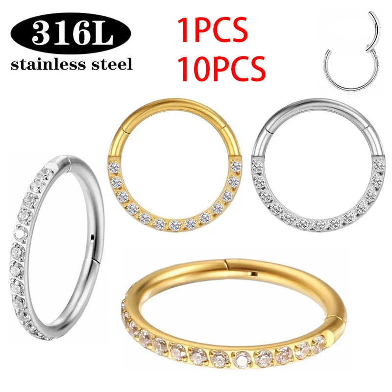 1/10PCS Stainless Steel Nose Ring Hoop Earring Piercing Body Jewelry for Women