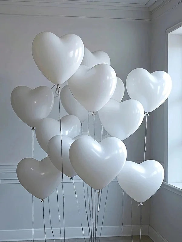 Heart-Shaped Latex Balloons Set - 10 Inches for Birthday and Valentine Decor