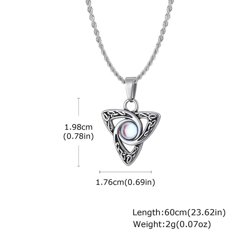 Men's Water-Resistant Moonstone Necklace with Celtic Knot Pendant, Vintage Jewelry Gift