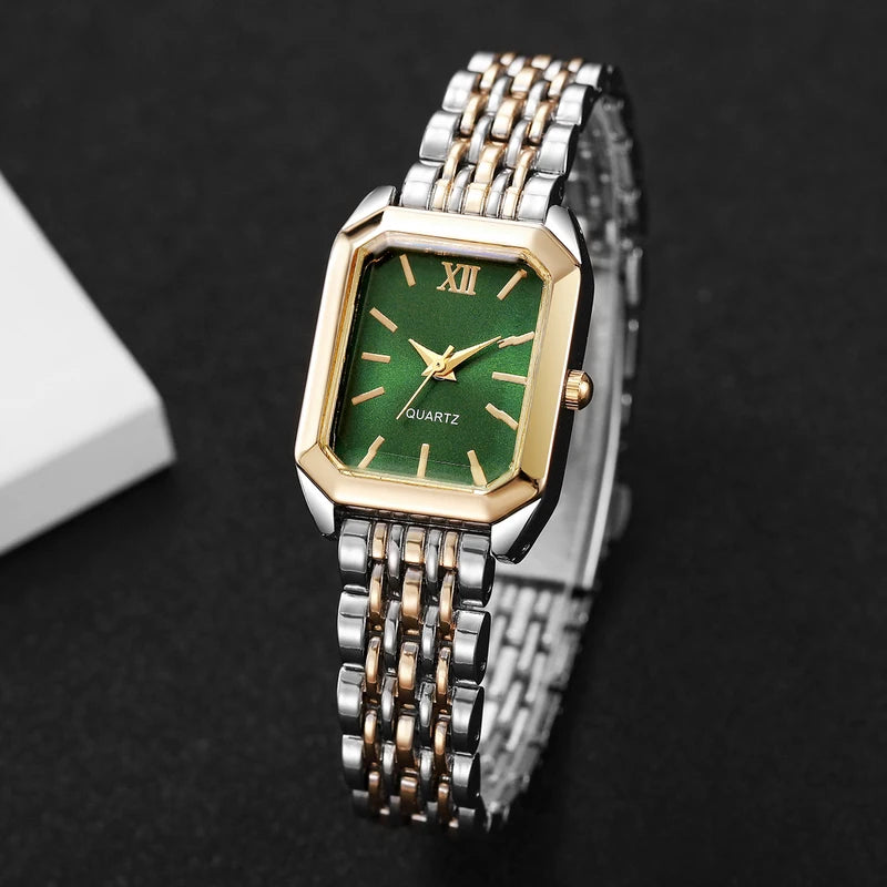 Women Quartz Wristwatch with Rectangular Roma Dial Fashion Watch for Ladies and Girls