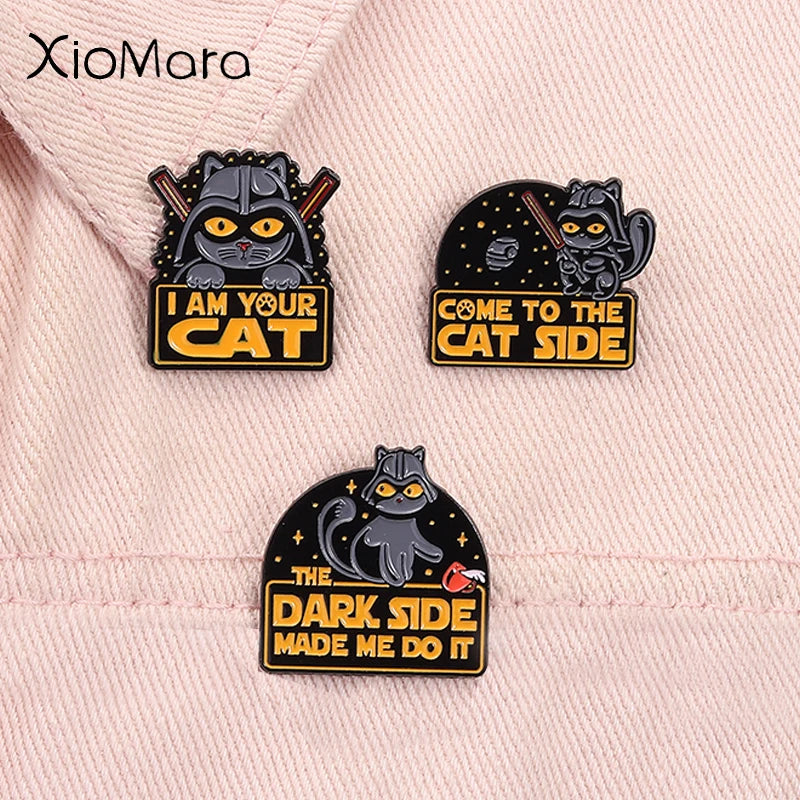 Come To The Cat Side Enamel Pin - Sci-Fi Animal Brooch Gift for Cat Lovers