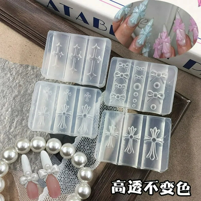 3D Nail Mold Silicone Stencils for DIY Carving & Nail Art Decor - Reusable