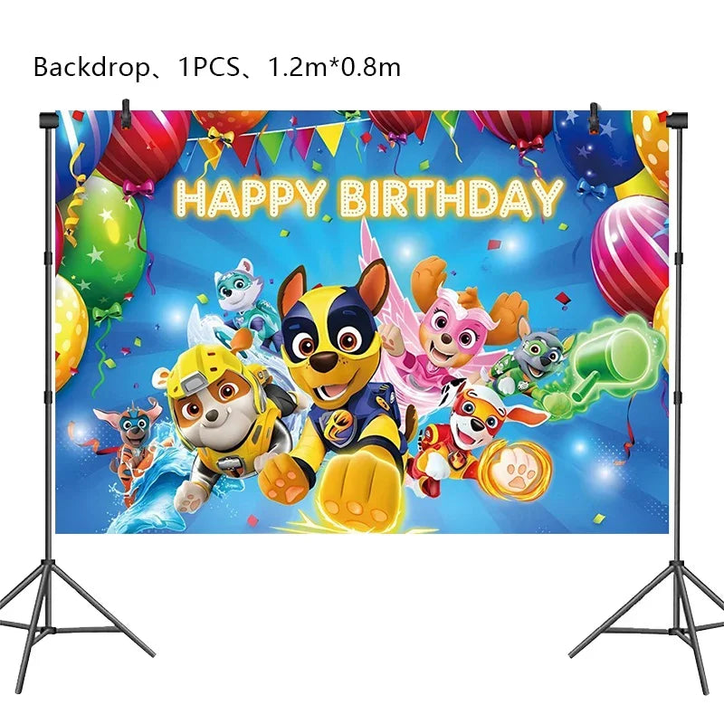 Kids Birthday Party Balloon Set with Foil Latex & Number Balloon - Paw Patrol Theme