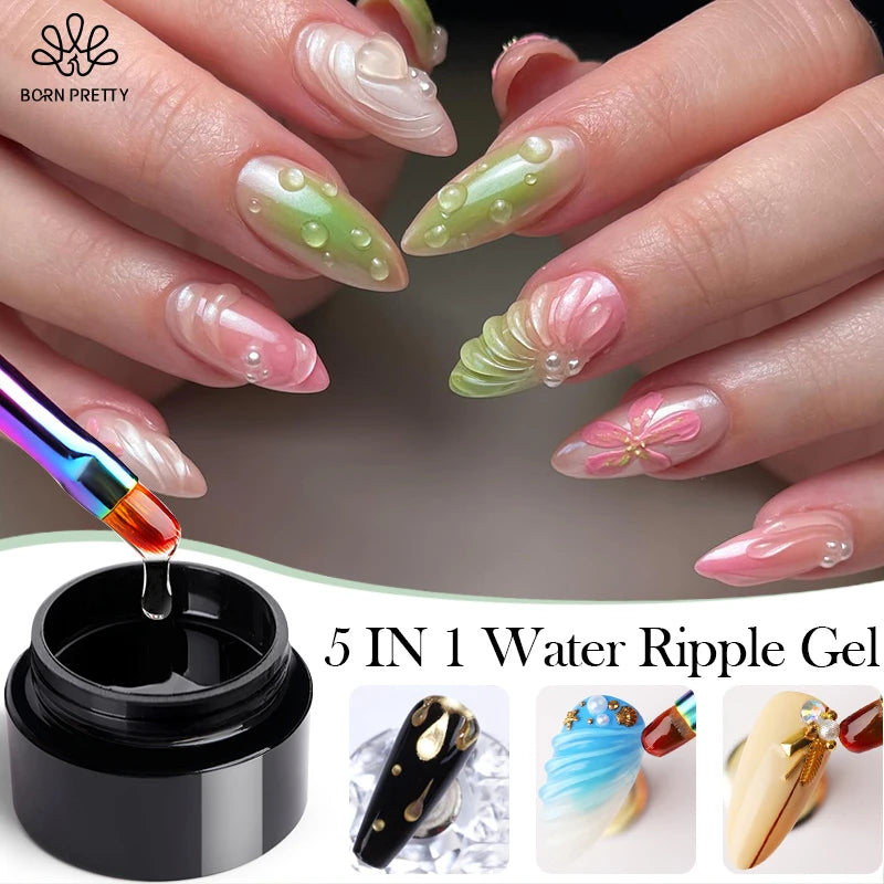 5-in-1 Clear Water Ripple Gel Polish Top Coat for Nails - Long Lasting