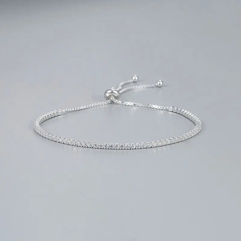 925 Sterling Silver Bracelet for Women Love Elegant Zircon Crystal Chain Engagement Wedding Jewelry