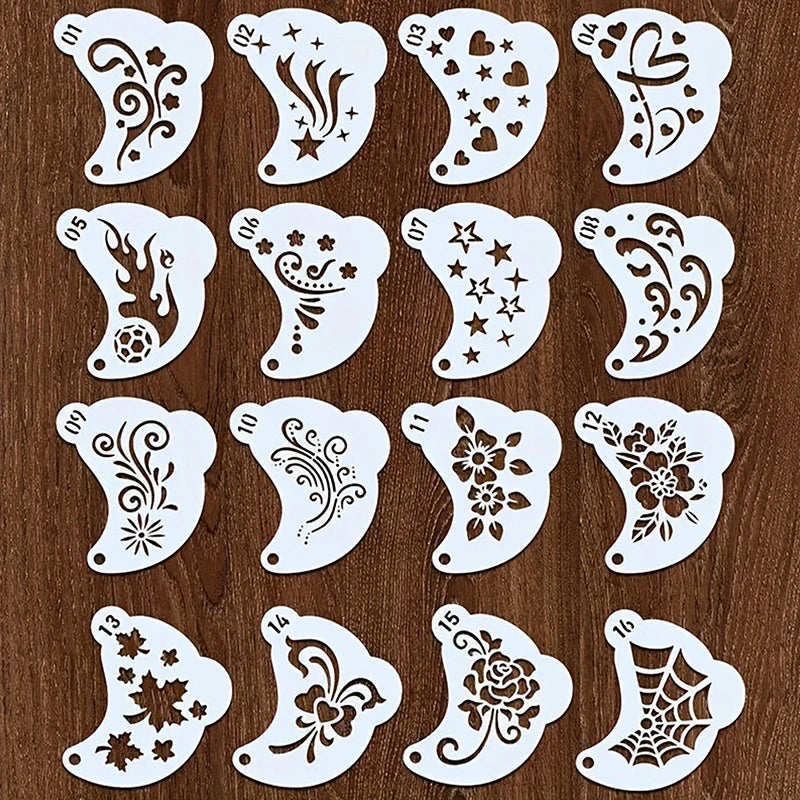 16-Pack Face Painting Stencil Set for DIY Makeup & Body Art
