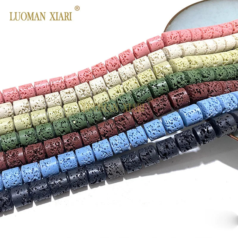 Natural Lava Stone Spacer Beads for Jewelry Making - 10 Colors, 6x6mm & 8x8mm