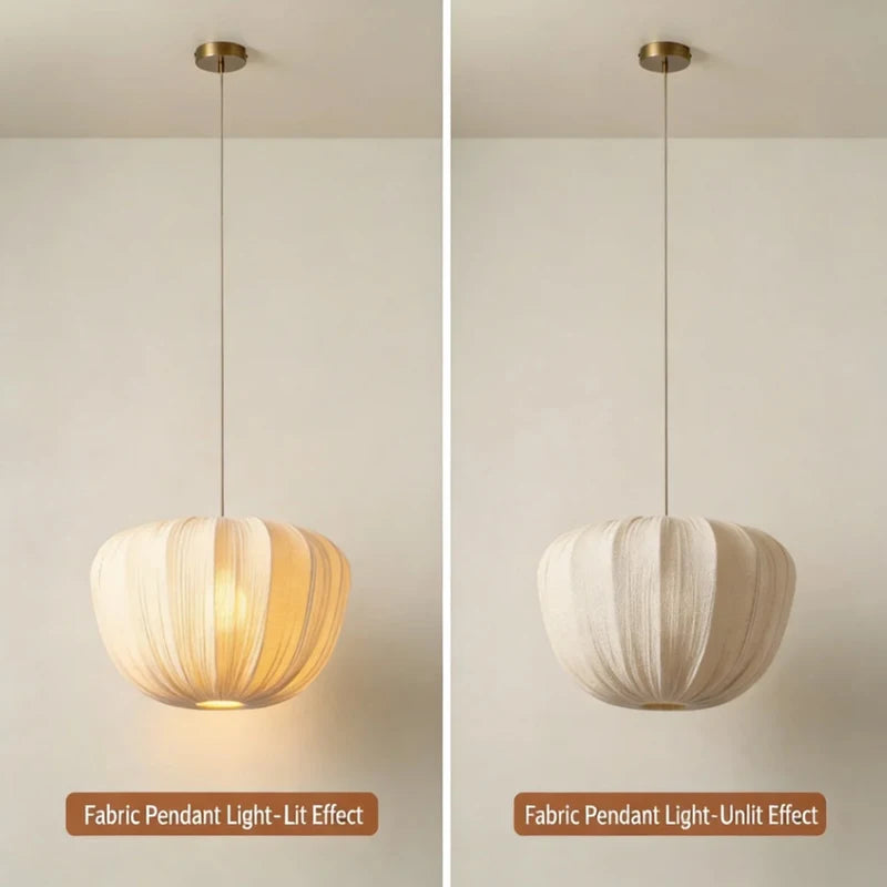 Wabi Sabi Fabric Pendant Lamp with Adjustable Colors for Living & Dining Rooms
