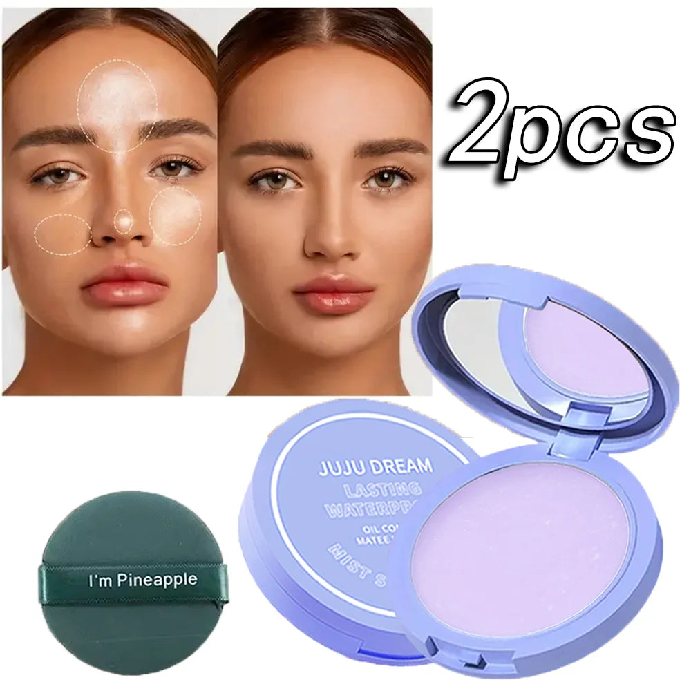 Waterproof Long-Lasting Face Powder for Makeup Touch-Ups - Oil Control & Easy Removal