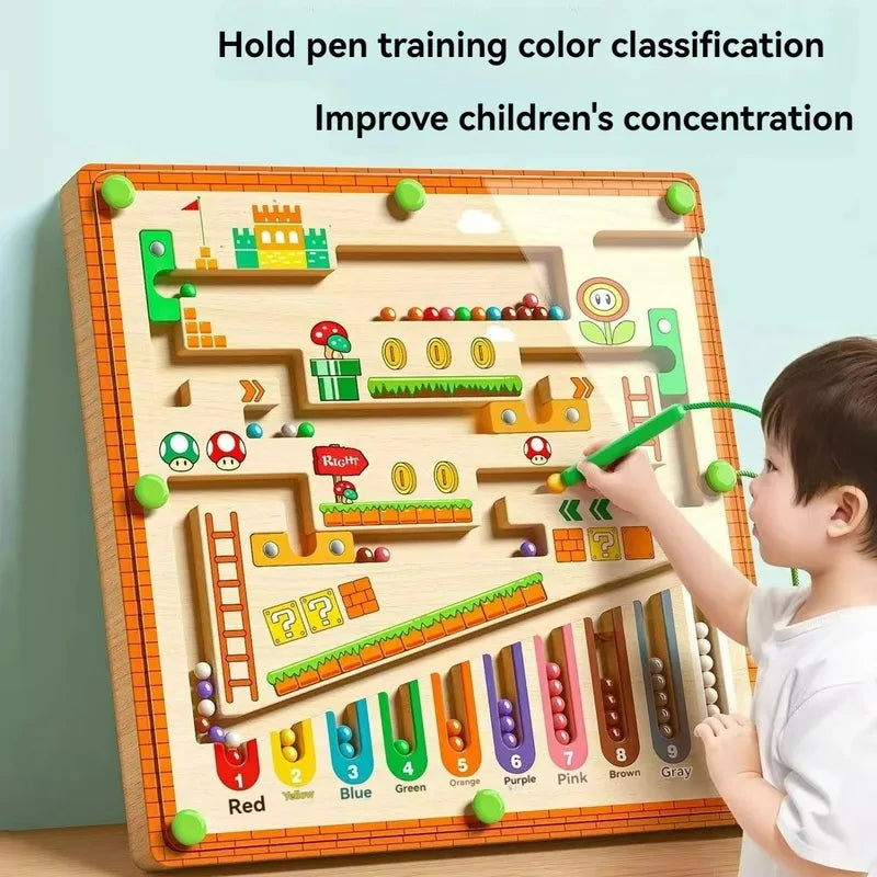 Magnetic Maze & Marble Run STEM Toy for Kids Ages 3-6 – Fine Motor Skills & Concentration Development