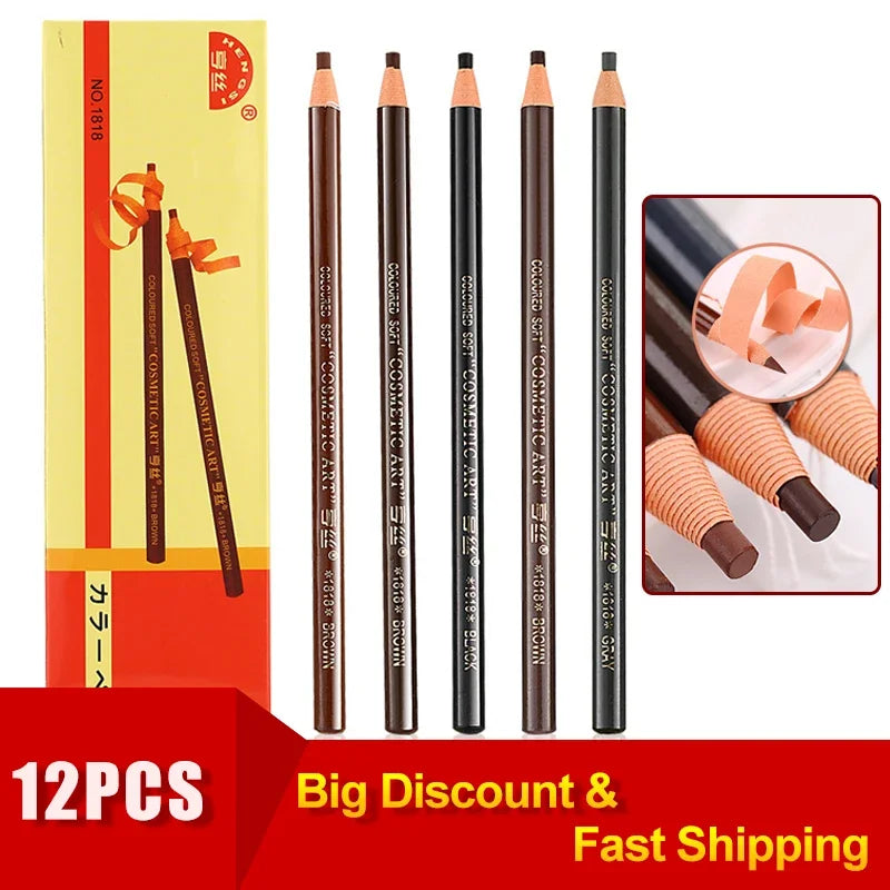 12PCS Eyebrow Pencil Shadow Set for Natural Makeup and Tattoo Enhancement
