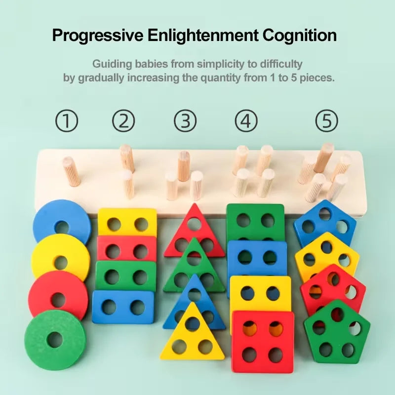 Montessori Wooden Baby Puzzle Games Educational Development Toys for Kids 1-3 Years