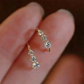 Minimalist Stud Earrings with Cubic Zirconia for Women - Simple Elegant Wedding Jewelry