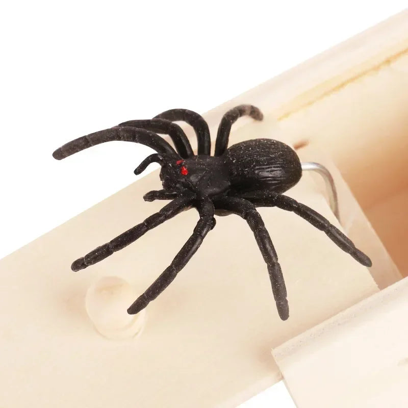 Funny Trick Spider Prank Box - Wooden Hidden Horror Halloween Game Gift