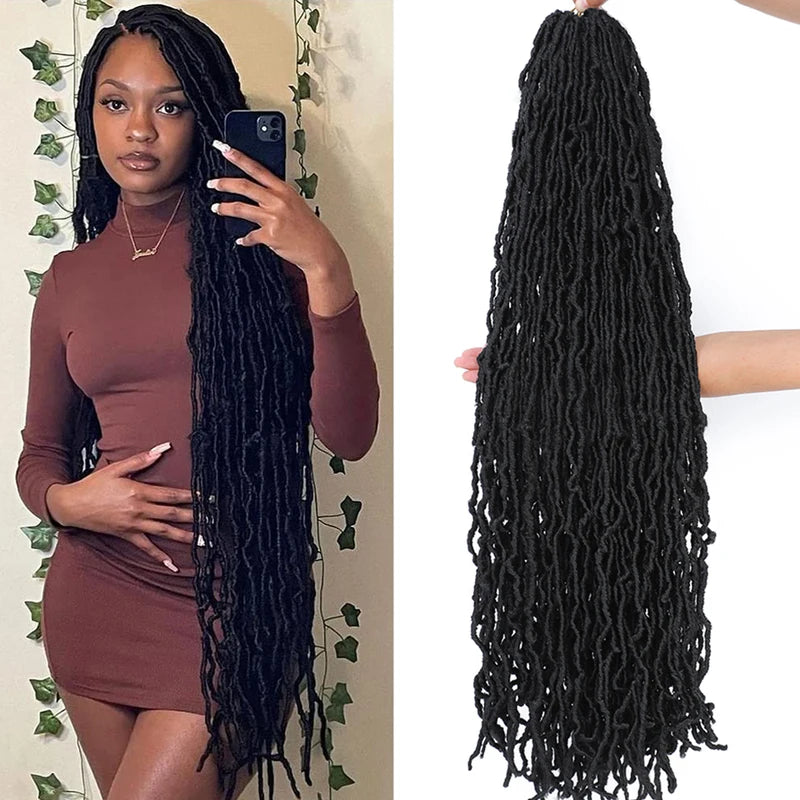 Long Faux Locks Crochet Braids Hair Extensions - Soft Synthetic Locs for Women