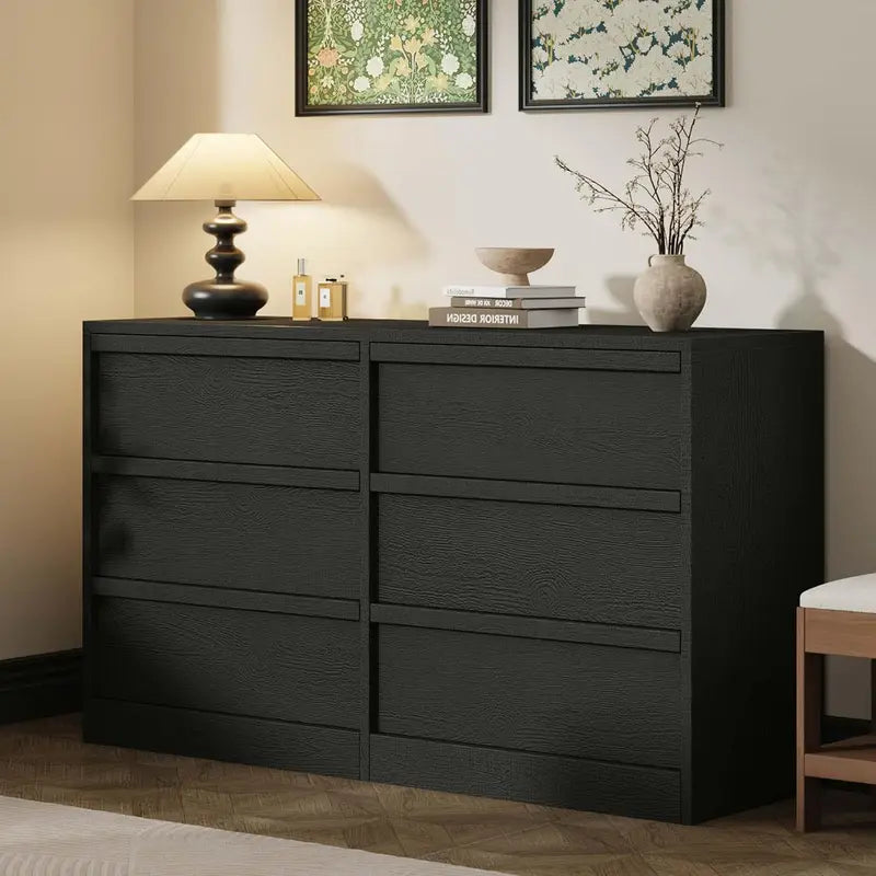 6-Drawer Dresser for Bedroom - 46.7" Wide Wooden Storage Chest, Modern Design