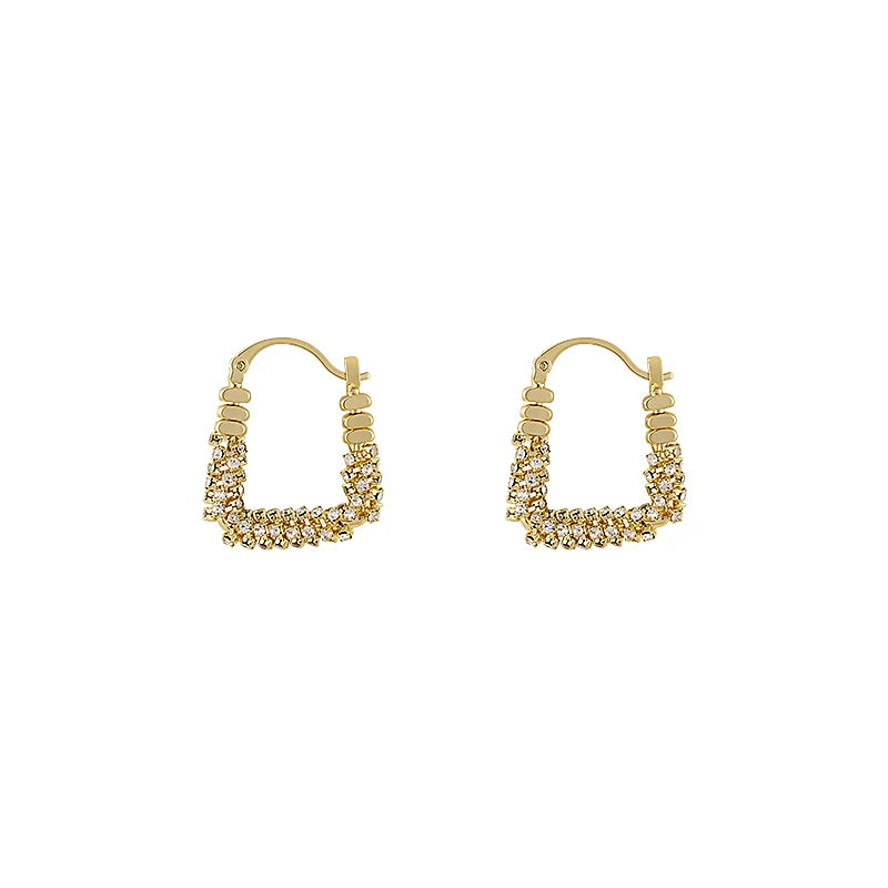 Geometric Irregular Micro Set Zircon Metal Earrings for Women - 2025 Fashion Jewelry