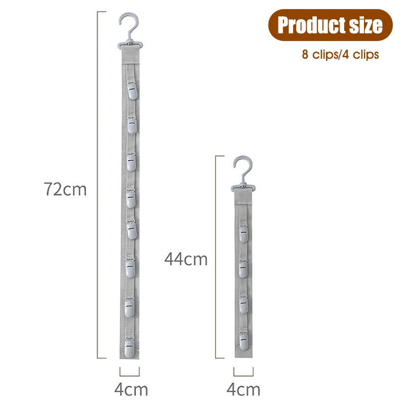 Vertical Hat Storage Clip Rack with 4 or 8 Clips - Space-Saving Wardrobe Organizer