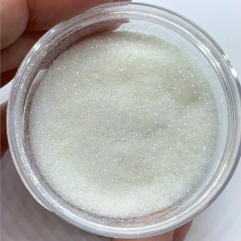 50g White Iridescent Nail Glitter Powder - Holographic Rainbow Chrome Dust