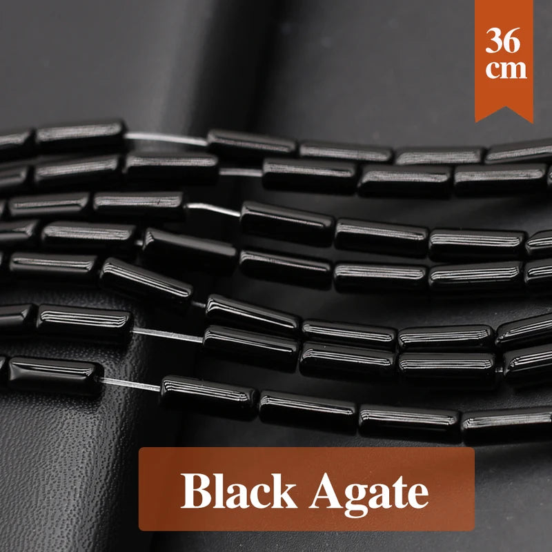 Natural Black Agate Beads Cylindrical Loose Spacer for Jewelry Making