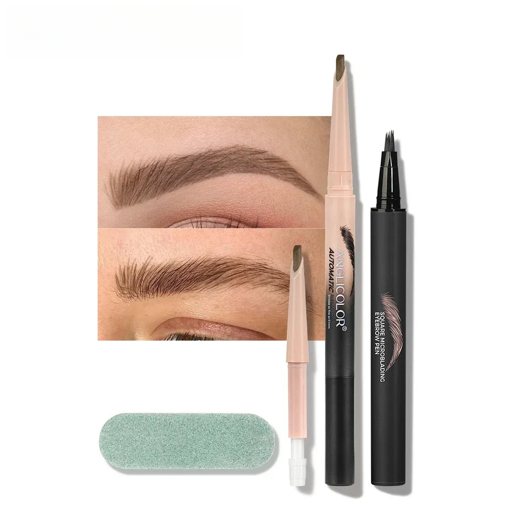 Waterproof 3D Dye Eyebrow Pencil Set - Long Lasting, Anti-Smudge, Natural Finish