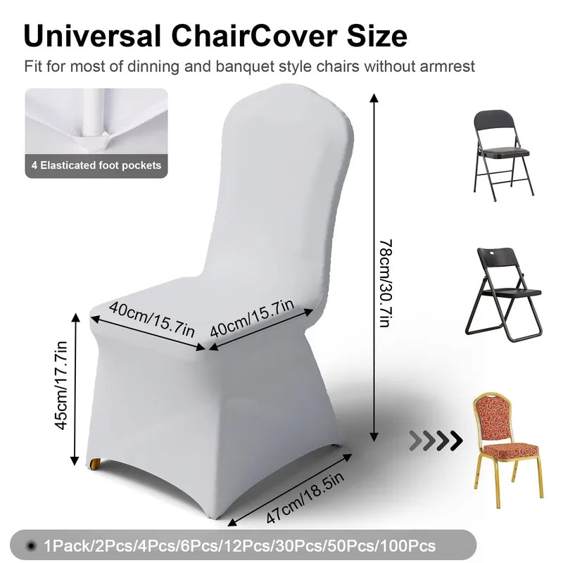 Stretch Spandex Chair Covers 10 Pcs Fitted for Wedding Party Banquet and Celebration