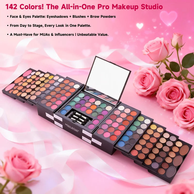 Multi-Functional Makeup Gift Box with Eyeshadow, Eyebrow Powder & Blush Palette