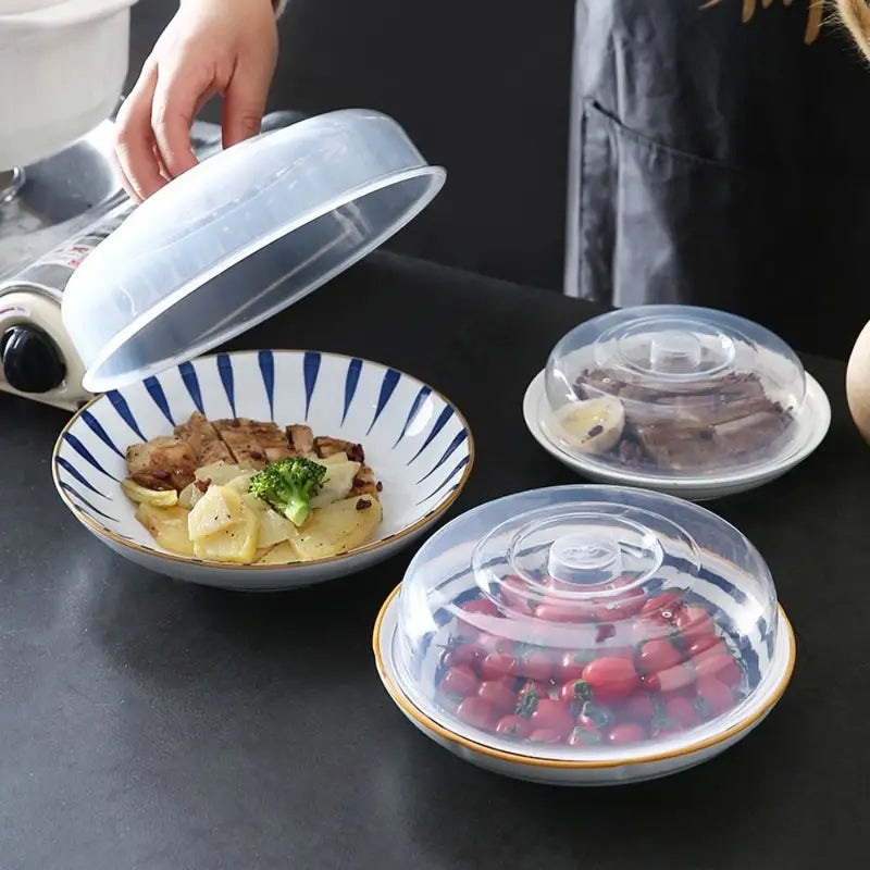 Heat Resistant Food Cover for Microwave Cooking, Splash Guard, Round Food Grade Plastic