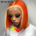Black Pearl Lace Front Human Hair Wig Short Straight Bob Glueless Wig for Easy Styling