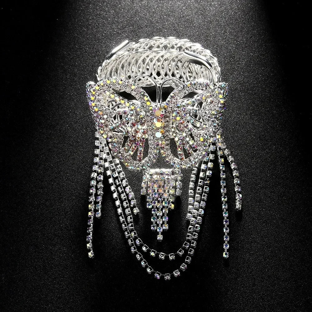 Fashion Adjustable Crystal Tassel Arm Chain Rhinestone Upper Arm Bracelet Party Jewelry