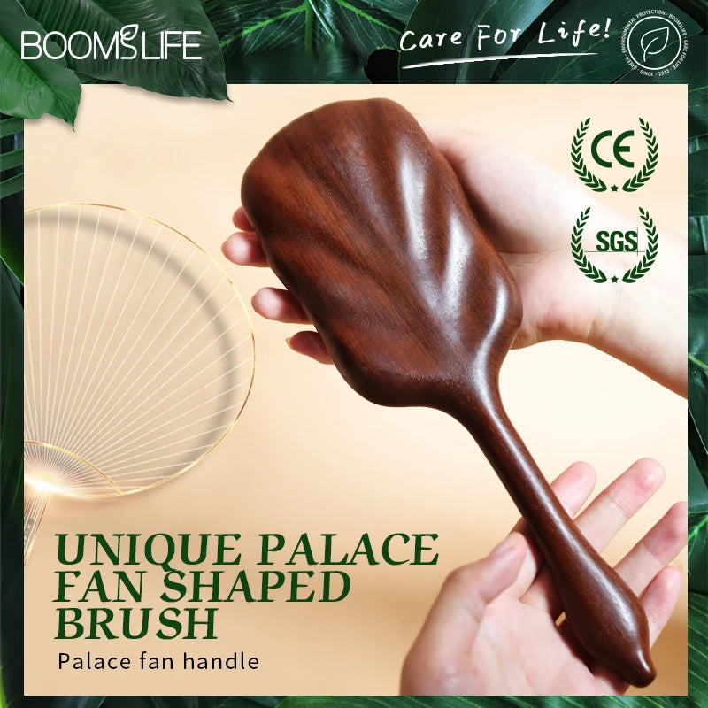 Wooden Wide-Tooth Paddle Hair Brush for Women Scalp Massage & Detangling