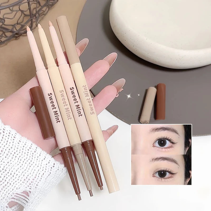 Double Head Eyeliner Pen Waterproof Natural Makeup 2-in-1 Brightening & Bronzers