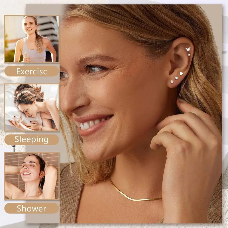 Hypoallergenic Flat Back Stud Earrings for Men Women Surgical Steel Jewelry