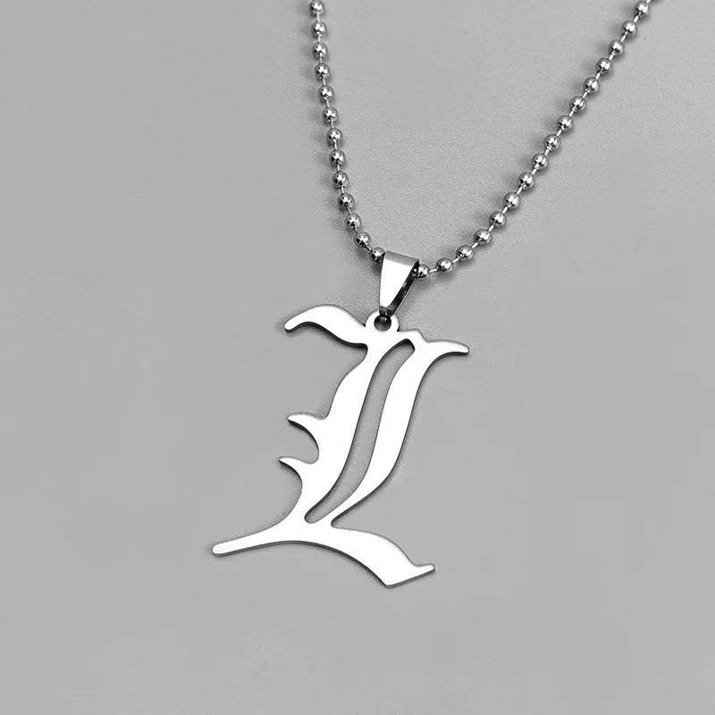 Anime Death Note L Lawliet Necklace Stainless Steel Pendant Beads Chain Jewelry Gift