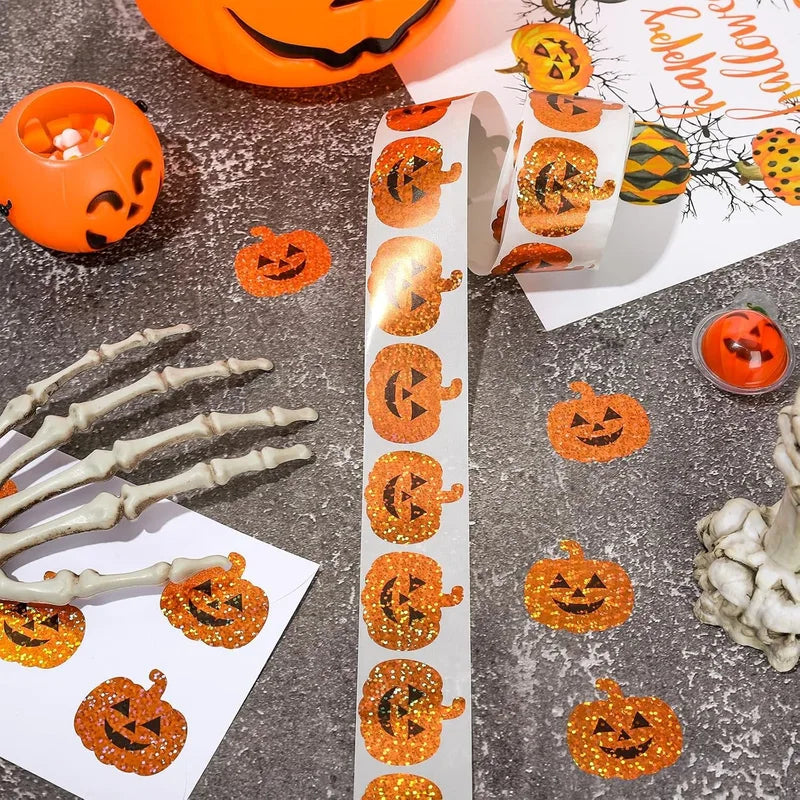 Halloween Pumpkin Stickers Set - 100-500pcs Round Gift Wrap Labels